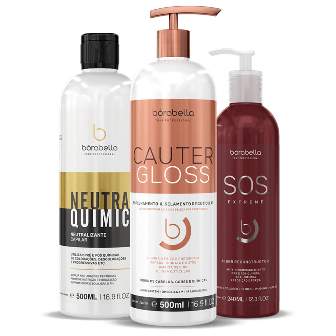 Borabella Cauter Gloss 500ml + NeutraQuimic 500ml + SOS Extreme 250ml