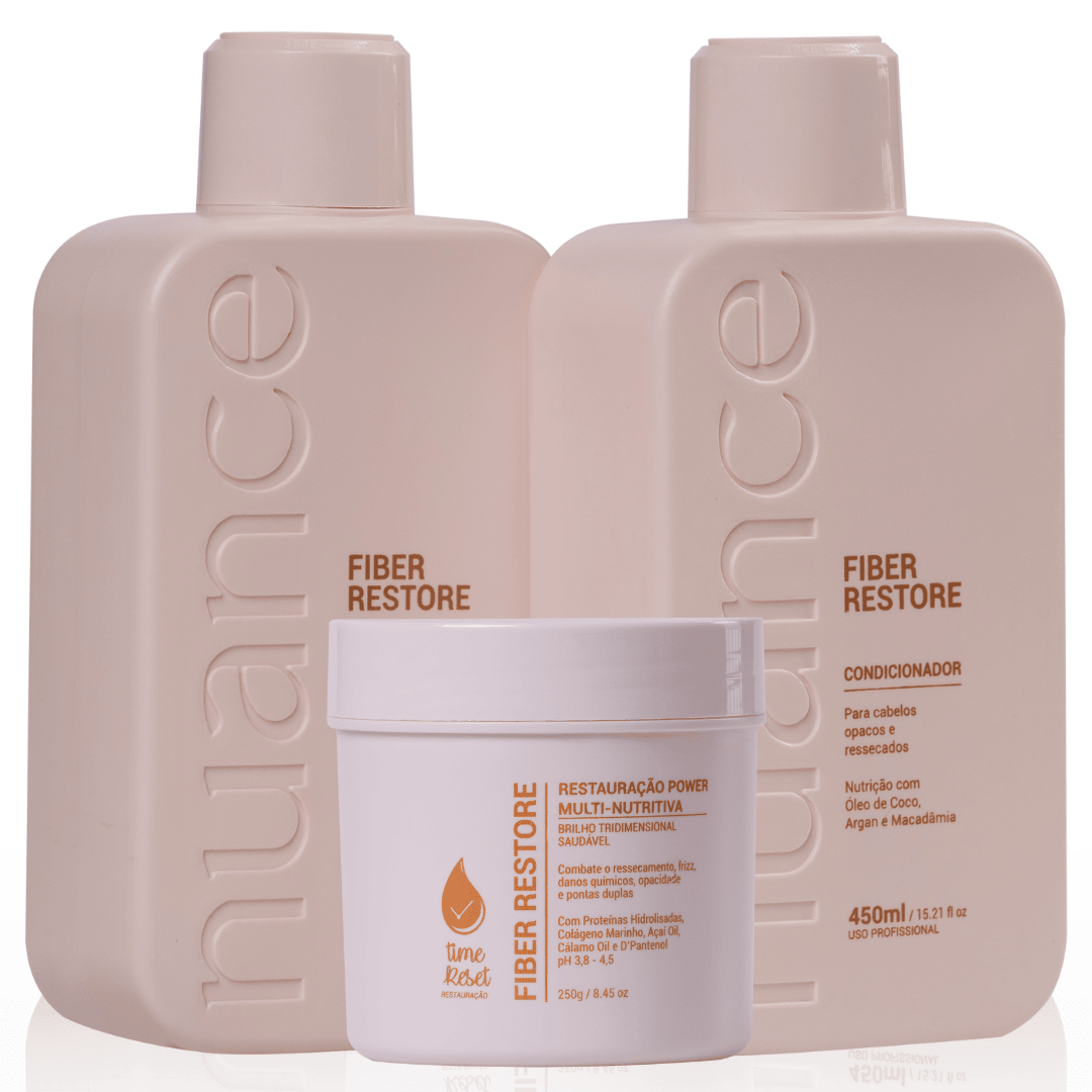 Nuance Kit Fiber Restore: Shampoo, Condicionador 450ml + Máscara 250g