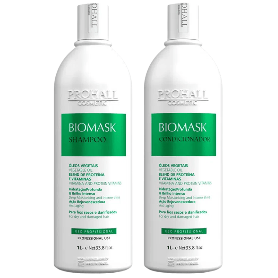 Kit Shampoo Biomask 1L + Condicionador Biomask 1L Prohall